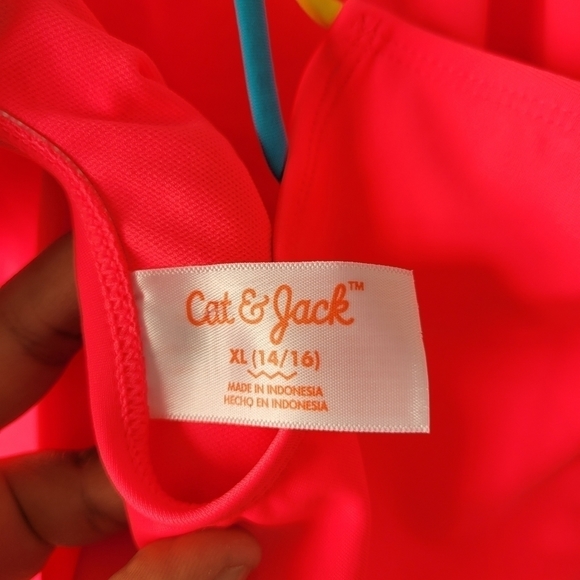 𝅺Cat & Jack Neon Pink One-piece Swimsuit Size XL 14-16 NWOT - Picture 6 of 6
